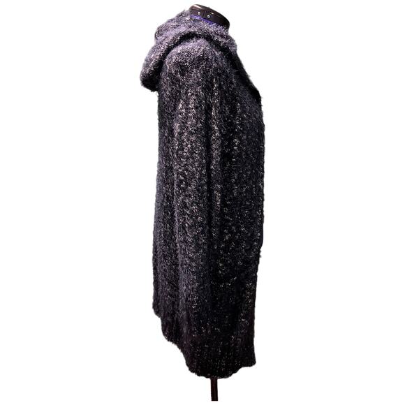 Express Medium Hooded Sweater - Grey & White Speckled Knit Fuzzy - Picture 9 of 14